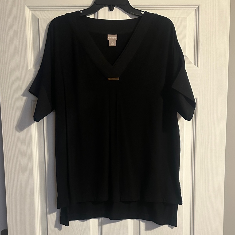 Chico's Black V-Neck Blouse